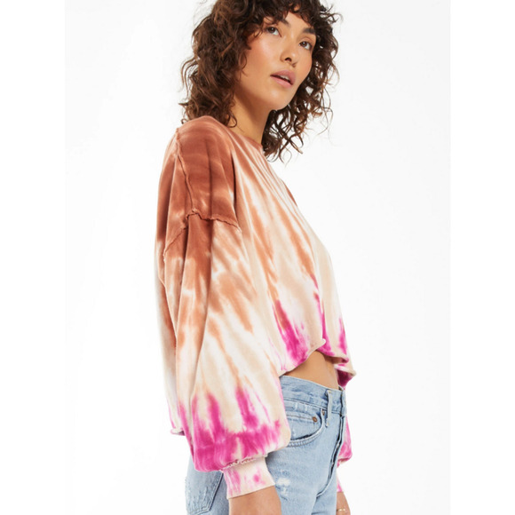Z SUPPLY NWT Evereve Tempest Tie Dye Raw Hem Pullover Sweatshirt // L - Picture 3 of 12
